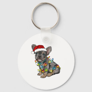 Porte-clés Bouledogue français Chien Lumières de Noël Père No