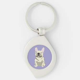Porte-clés Bouledogue français crème,