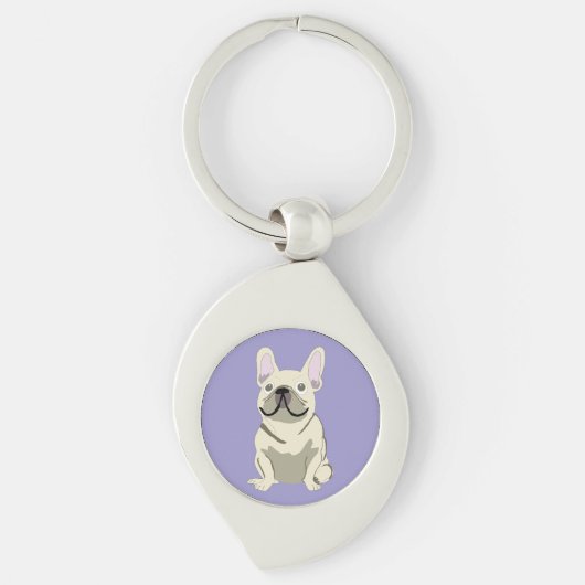 Porte-clés Bouledogue français crème, (Devant)