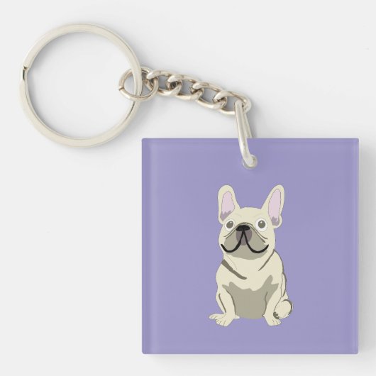 Porte-clés Bouledogue Français Crème,  (Devant)