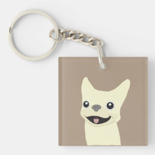 Porte-clés Bouledogue français crème, Taupe chaud