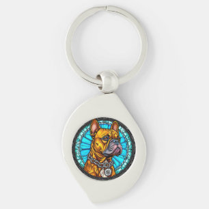 Porte-clés Bouledogue français dans un design orné