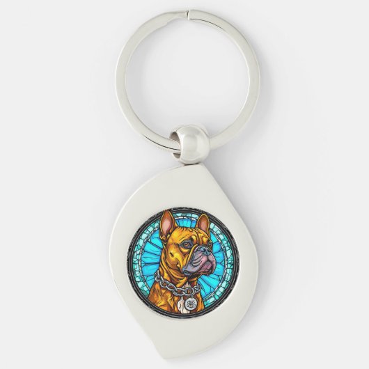 Porte-clés Bouledogue français dans un design orné (Devant)