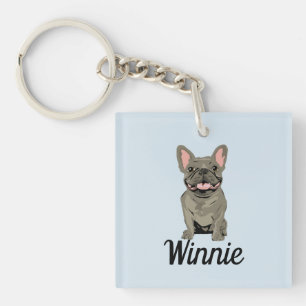 Porte-clés Bouledogue français gris