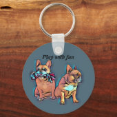 Porte-clés Bouledogue français joue avec plaisir (Recto)