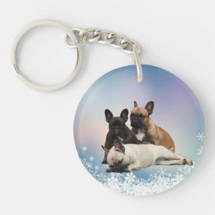 Porte-clés Bouledogue français neige French Bulldog