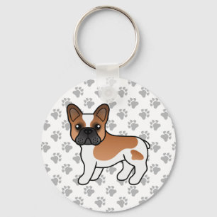 Porte-clés Bouledogue français pie rouge mignon chien de dess