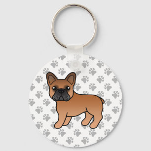 Porte-clés Bouledogue français rouge mignon chien de dessin a