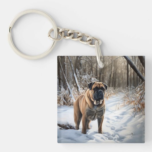 Porte-clés Bouledogue Let It Snow Noël (Devant)