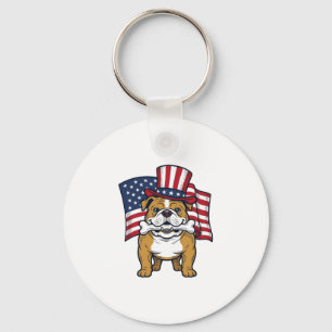 Porte-clés Bouledogue Patriotique Avec Drapeau Vector Design_