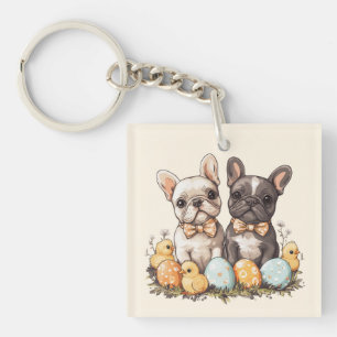 Porte-clés Bouledogues français de Pâques