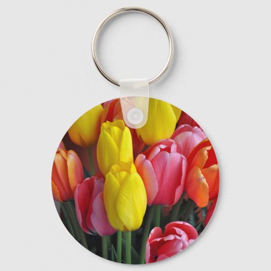 Porte-clés Bouquet coloré de tulipes de printemps (Recto)