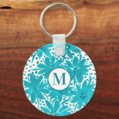 Porte-clés Bouquet d'aquarelle Monogram Turquoise Daisy (Recto)