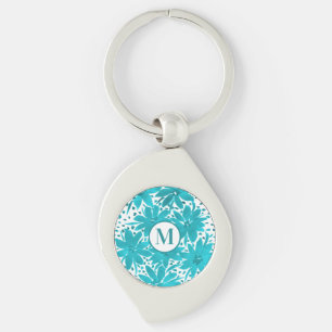 Porte-clés Bouquet d'aquarelle Monogram Turquoise Daisy
