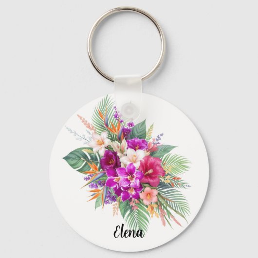 Porte-clés Bouquet de belles fleurs tropicales (Recto)