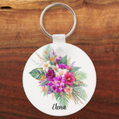 Porte-clés Bouquet de belles fleurs tropicales (Recto)