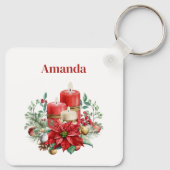 Porte-clés Bouquet de bougies et Poinsettia Noël (Dos)