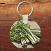 Porte-clés Bouquet de céleri frais sur bois (Recto)