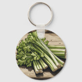 Porte-clés Bouquet de céleri frais sur bois (Verso)