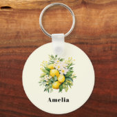 Porte-clés Bouquet de Citron avec Fleurs Blanches (Recto)