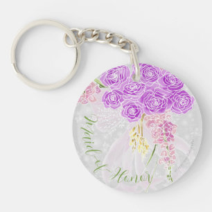 Porte-clés Bouquet de demoiselle d'honneur à noeud papillon t