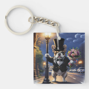 Porte-clés Bouquet de fleurs de bouledogue français