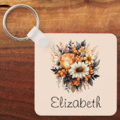 Porte-clés Bouquet de fleurs gris-jaune orange (Recto)