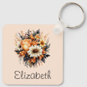 Porte-clés Bouquet de fleurs gris-jaune orange (Dos)