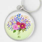 Porte-clés Bouquet de fleurs jaune et blanc (Devant)