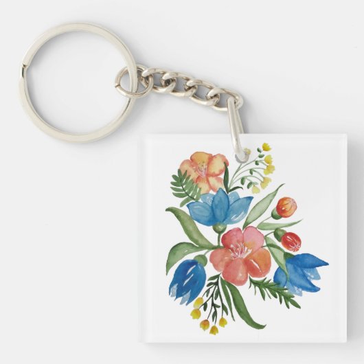 Porte-clés Bouquet de fleurs multicolores (Devant)