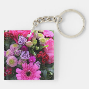 Porte-clés Bouquet de fleurs rose et violet