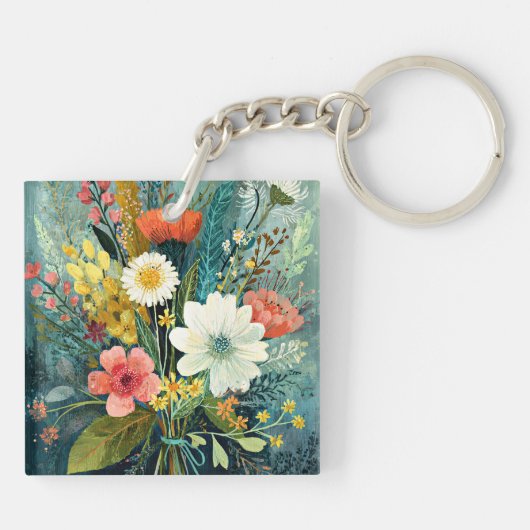 Porte-clés Bouquet de printemps coloré (Dos)