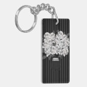 Porte-clés Bouquet de Roses de Crâne Noir & Blanc (Devant gauche)