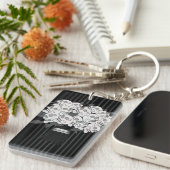 Porte-clés Bouquet de Roses de Crâne Noir & Blanc (Devant droit)