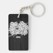 Porte-clés Bouquet de Roses de Crâne Noir & Blanc (Dos)