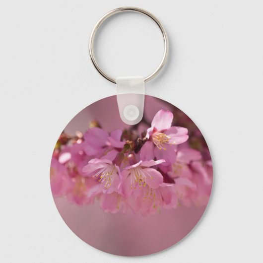 Porte-clés Bouquet délicat de fleurs de cerisier Sakura rose (Recto)