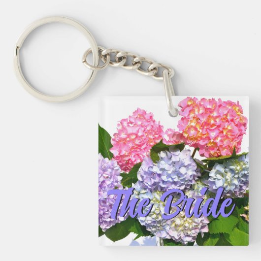 Porte-clés Bouquet d'hortensias, pour la mariée (Devant)