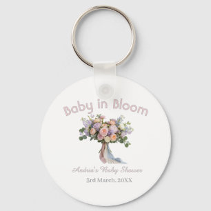Porte-clés bouquet floral baby in bloom baby shower rétro ros