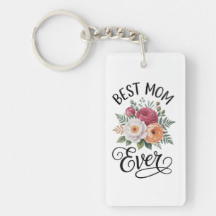 Porte-clés Bouquet Floral Élégant Meilleure Maman de Tous les