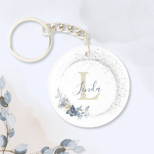 Porte-clés Bouquet Floral Féminin Élégant Monogramme
