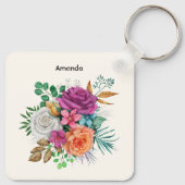 Porte-clés Bouquet floral rose, orange et blanc (Dos)