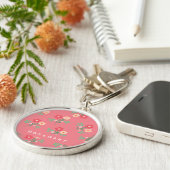 Porte-clés Bouquet Rétro Boho de Marguerite Rose Clair  (Côté)