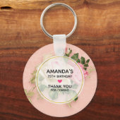 Porte-clés Bouquet Rose & Rose Blanc Anniversaire (Recto)