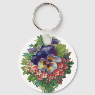 Porte-clés Bouquet victorien de purple pansy pour la fête des
