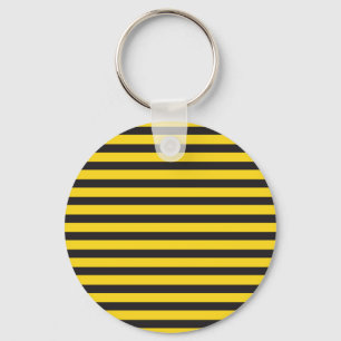 Porte-clés Bourdon Lignes Horizontales Noires Jaunes Abeille 