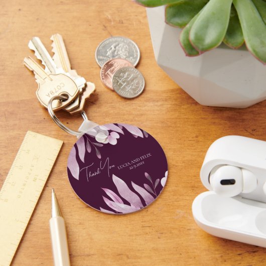 Porte-clés Bourgogne grand Merci Mariage Feuille (Bureau)