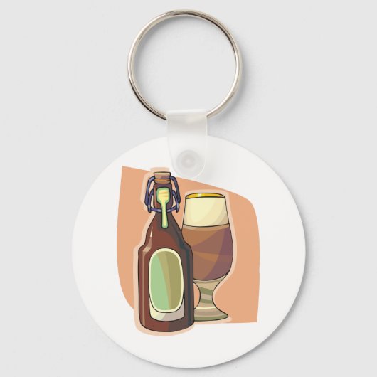 Porte-clés Bouteille de bière artisanale et verre Brasserie r (Recto)