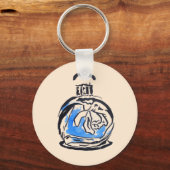 Porte-clés Bouteille de parfum d'illustration de mode bleue (Recto)