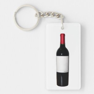 Porte-clés Bouteille de vin (Étiquette blanc) Porte - clé acr