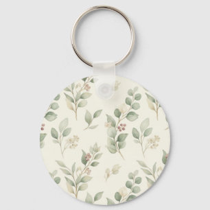 Porte-clés Bouteille Élégante Aquarelle Eucalyptus et Baie Ro
